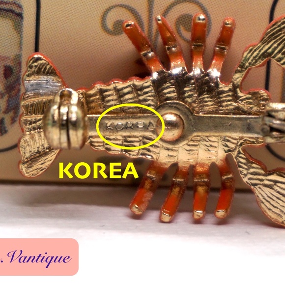 🦞 VINTAGE Lobster Brooch / Scarf Pin [Made in Korea] 🧷 - Picture 3 of 5